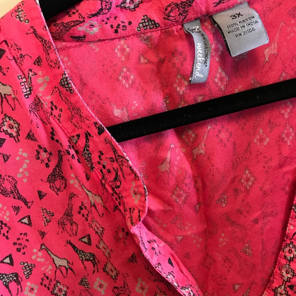New Directions Weekend Giraffe Print Blouse 3X - Picture 3 of 6